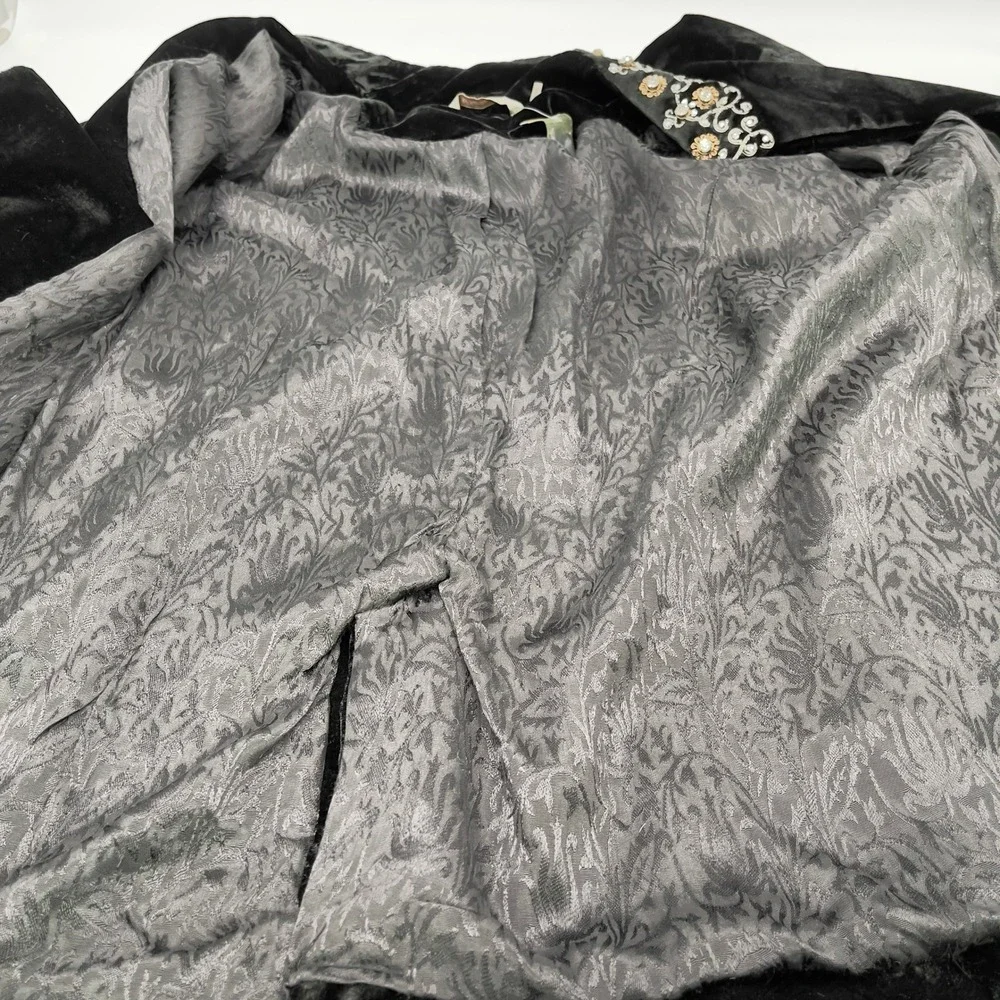 Soft Surroundings‎ Velvet Blazer Women 1X Black Jeweled Collar Luxe Regency Luxe